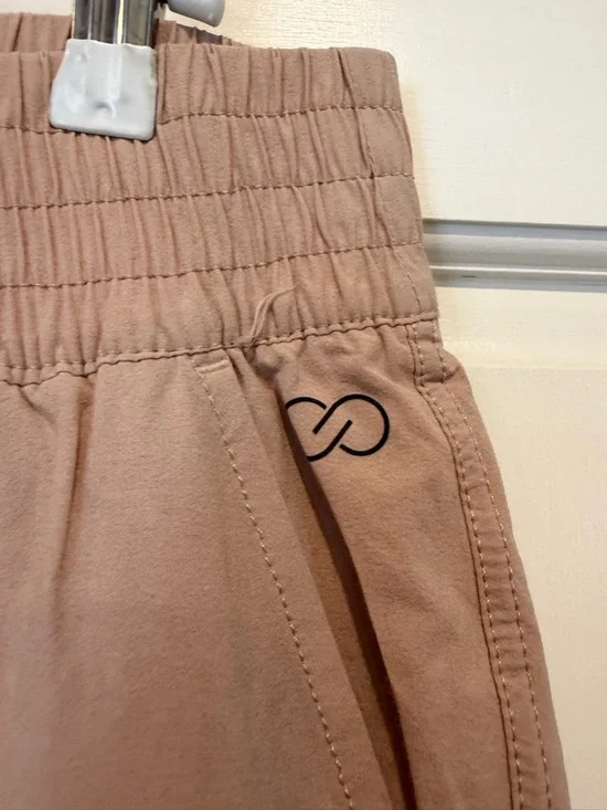 Calia Tan Pink Casual Elastic-Waist Tan Jogger Pants with Zippers - Picture 2 of 5